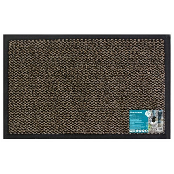 JVL Heavy Duty Commodore Backed Barrier Door Floor Mat, Brown, 40x60cm