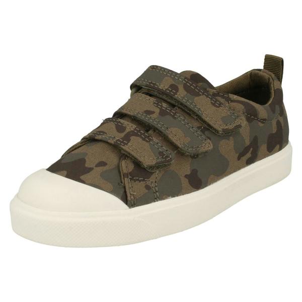 Clarks Childrens Boys Girls Clarks Hook And Loop Canvas Shoes - City Flare Lo K