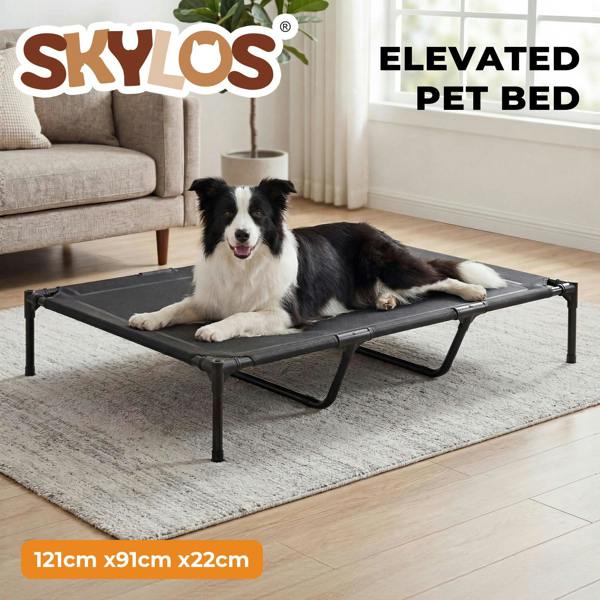 Skylos Elevated Dog Bed Large Raised Pet Cot Indoor Outdoor Use Supporting Bars
