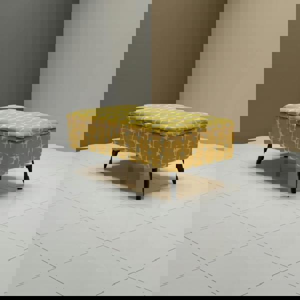 Fabric upholstered storage footstool ottoman for bedroom and hallway