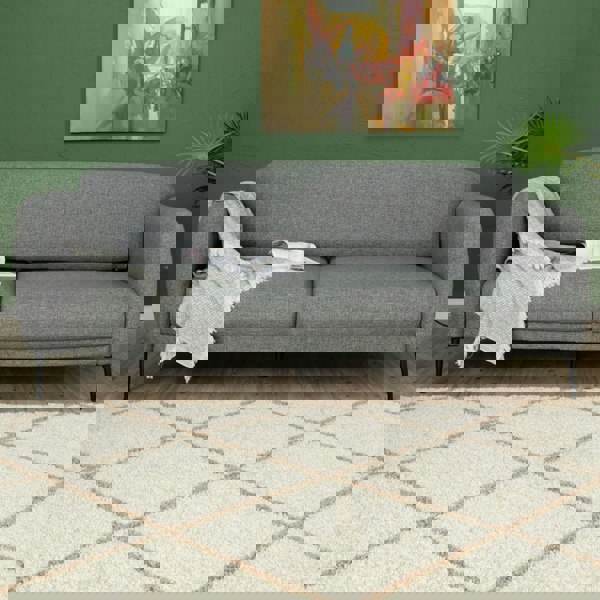 Diamond Design Thick Shaggy Area Rugs Ivory Beige