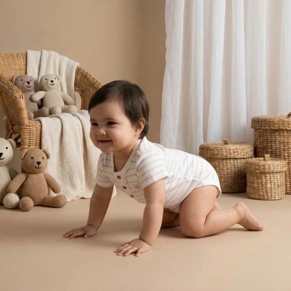 Mini Cuddles Baby Unisex Farm Animal Printed pack of 3 Bodysuits, Sage Green, Cream and White