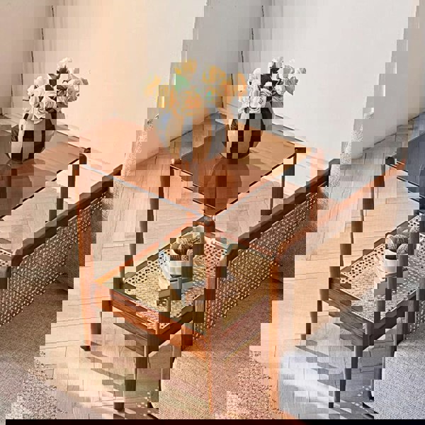 Pamela Wood Coffee Table, Rattan-Weilai Concept-Weilai Concept