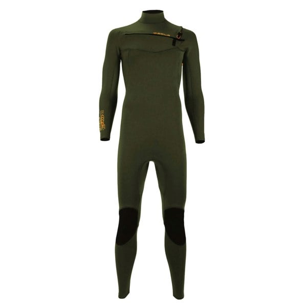 Sola Mens H2O - Back Zip 3/2mm Glued & Blind-Stitched Fullsuit Wetsuit - Olive Green