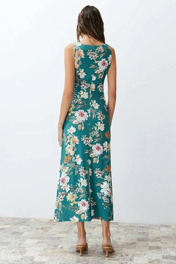 WOVCOR Floral Print Fitted Flexible Knit Pencil Dress