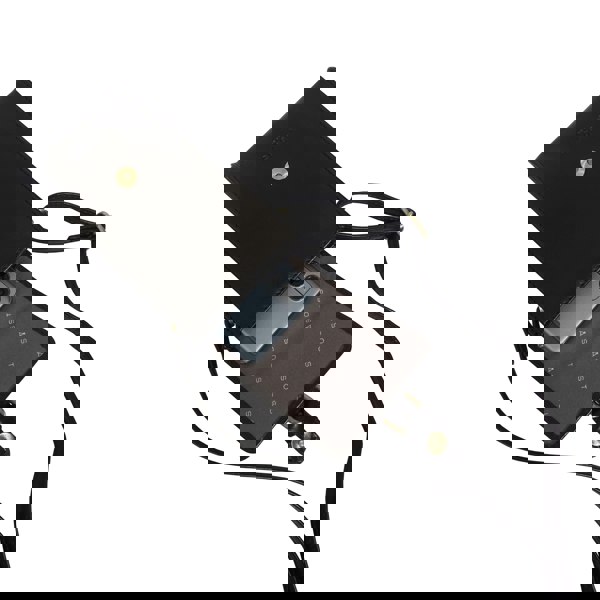 Assots London 'PETRA' Black Polished VT Real Leather Mobile Phone Crossbody Bag