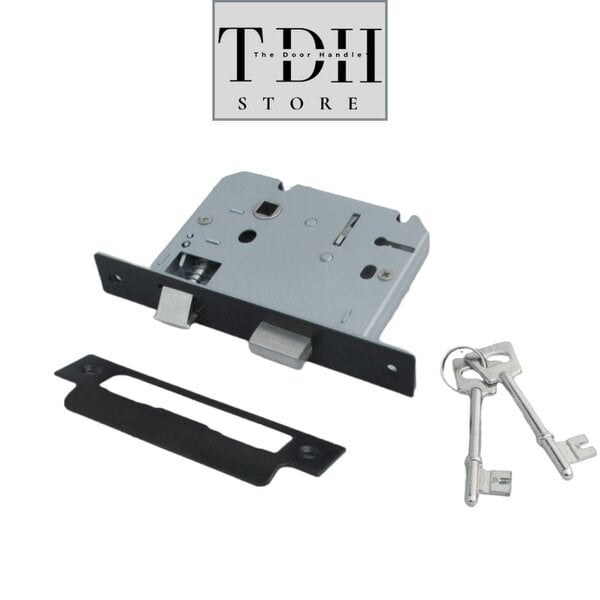 EDH Door Hardware Matt Black Victorian Scroll Door Handles – Handle Only, Handle + Lock or Lock Only – 150mm x 43mm