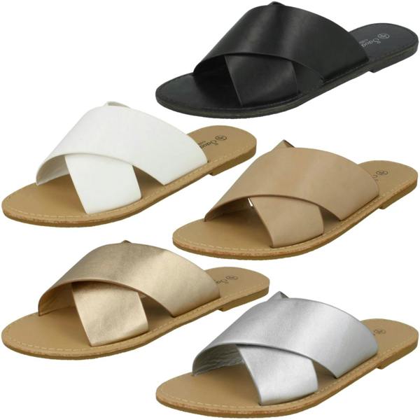 Savannah Ladies Savannah Flat X Strap Mules