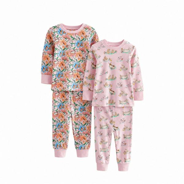Cath Kidston Girls Snuggle Bunny Cotton Pyjama Set (Pack of 2) - Pink - 