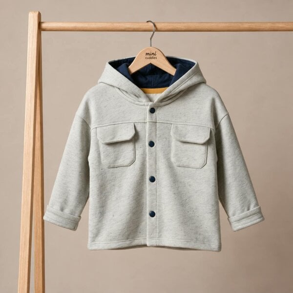 Mini Cuddles Hooded Shacket (Light Grey)