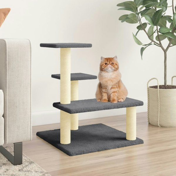 Berkfield Cat Tree with Sisal Scratching Posts Dark Grey 61 cm
