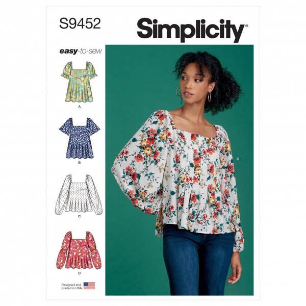 Simplicity Sewing Pattern 9452, Tops for Women, H5 (6-8-10-12-14) - Easy