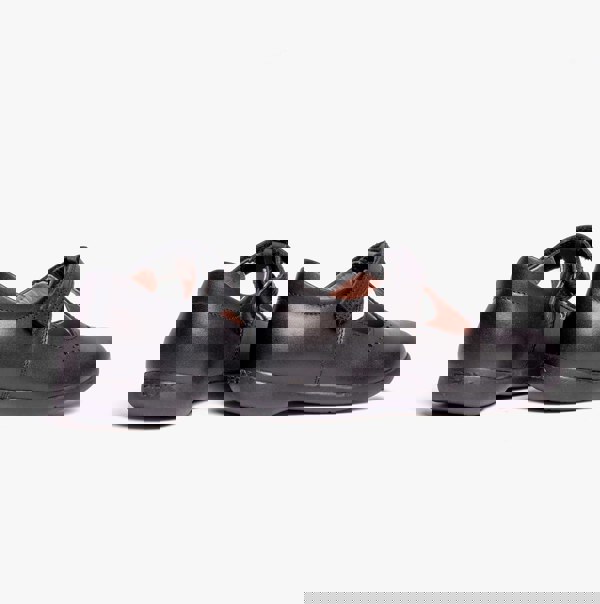 GEOX NAIMARA G B Girls Leather Touch Fasten School Shoes Black