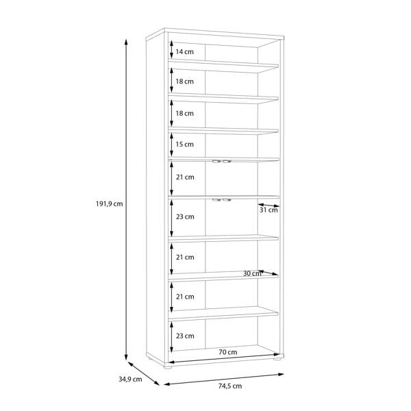 Furniture To Go Alice Springs Shoe Cabinet with 4 Doors Push-to-Open in Artisan Oak and Light Grey Doors