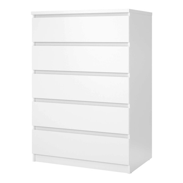 Wyld Haus Budapest Tall White Wooden Chest 5 Drawers