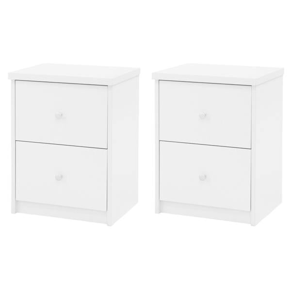 Core Products Set of 2 Freya White 2-Drawer Modern Bedside Cabinets