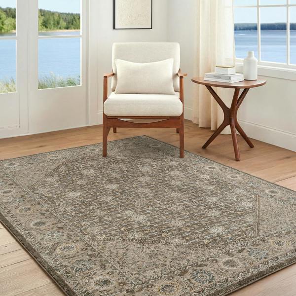 Livabliss Arda-Vintage Taupe Brown Grey Traditional Boho Fringe Rug