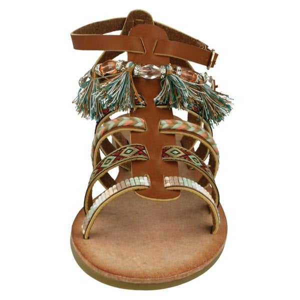 Savannah Ladies Savannah Flat Strappy Beaded Sandals