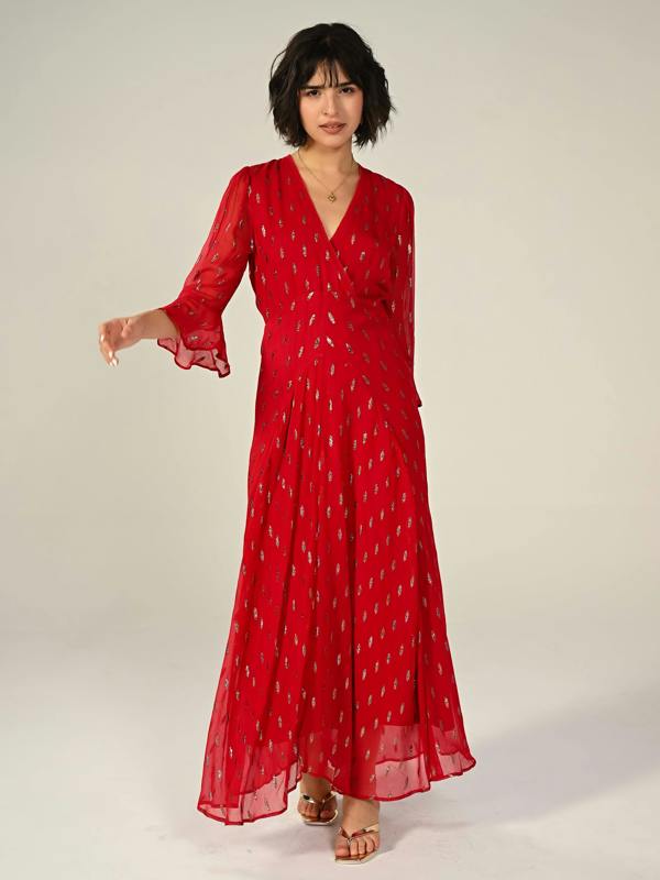Rose & Nancy Tory Red Sparkle Maxi Dress