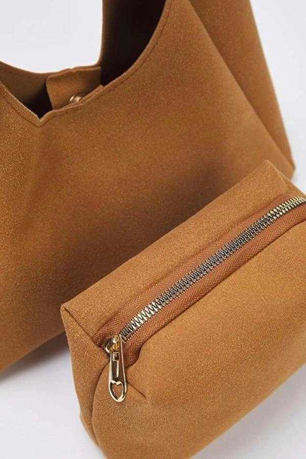 WOVCOR Oval Shoulder Bag with Matching Makeup Pouch