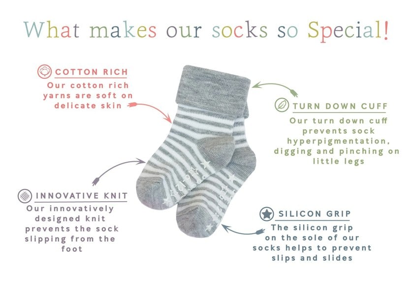 Little Sock Co. Gift Box of Socks - 3 Pairs of Original Non-Slip Stay-on Socks