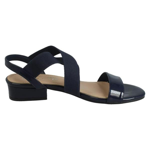 Spot On Ladies Spot On Slip On Cross Strap Low Heel Smart Sandals F12082