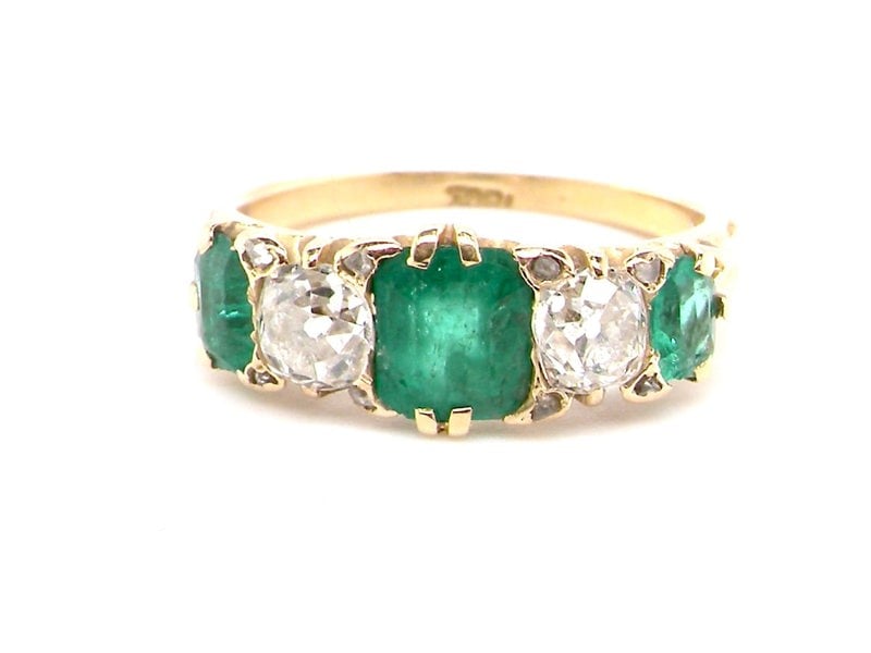 early 20th century emerald and diamond ring