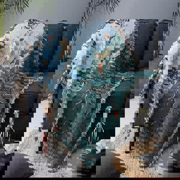 Anyhouz Anycozy Throw Blanket Blue Faux Cashmere Sofa Cover Mermaid Pattern Tassel Soft Picnic Camping Mat 160*260cm