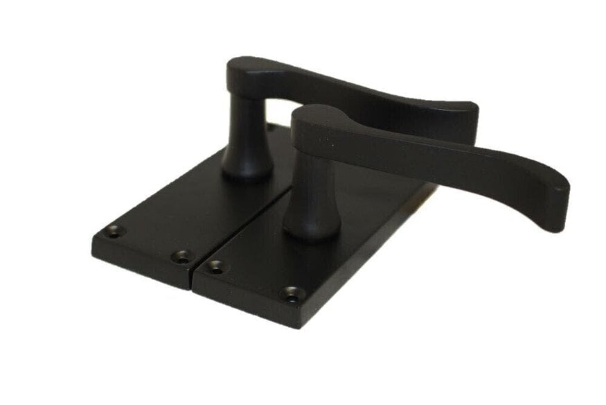 EDH Door Hardware Matt Black Victorian Scroll Door Handles on Backplate – 118mm x 42mm 6 Pairs + Latch