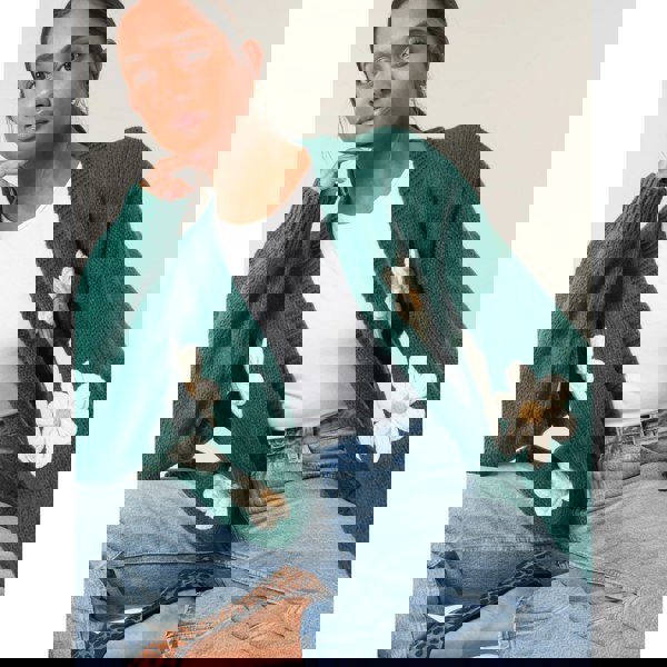 Blue Vanilla Daisy Large Flower Cardigan - Dark Green