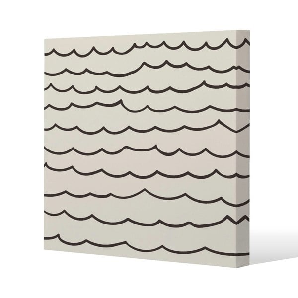 Benjamin Tate Design Wave Lines Slim Style Canvas Print  75x75cm , 15mm Slim Real wood.