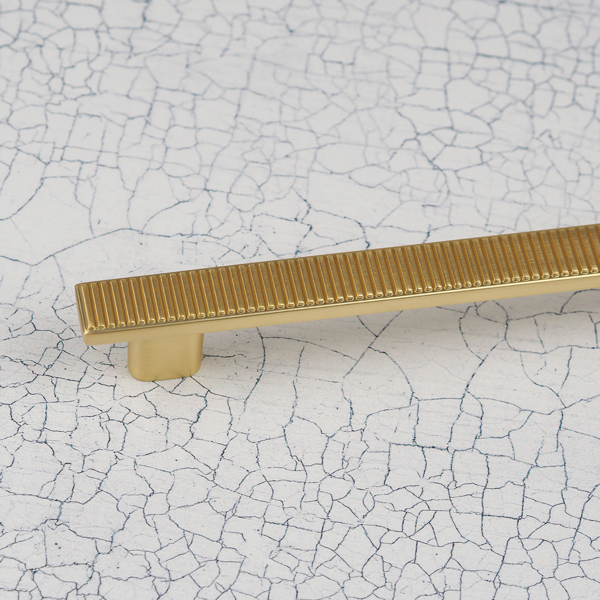Handle & Home Brushed Brass Ribbed Detailing Handles and Coordinating Knobs