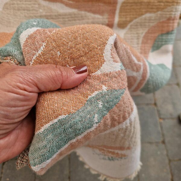 Cotton and Olive Atlas Soft Cotton Jacquard Throw | SECONDS