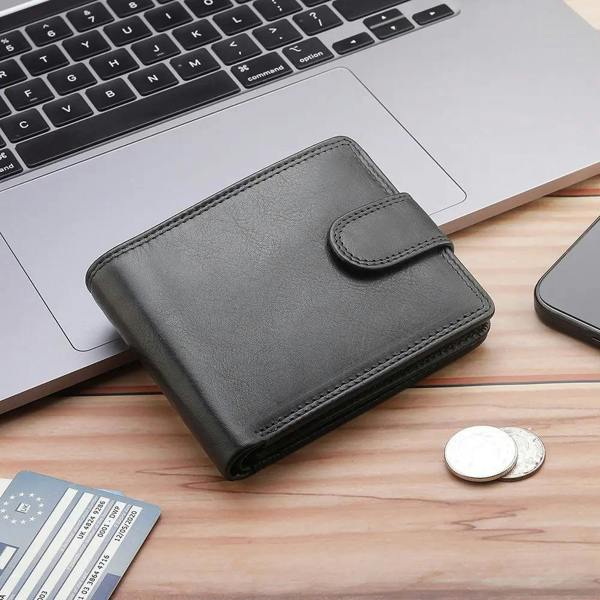 Black Leather Trifold Wallet For Men – James Leon 08