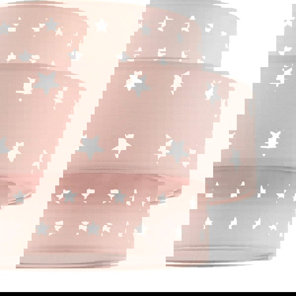 Triple Tier Pink Cotton Fabric Kids Pendant Shade with Stars Decor Image 5