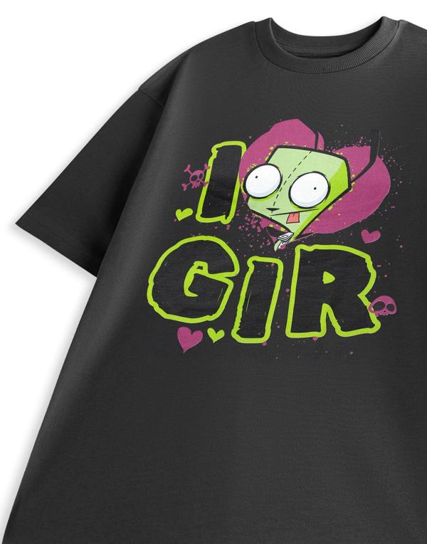Invader Zim Mens Grey I Love Gir Short Sleeved T-Shirt