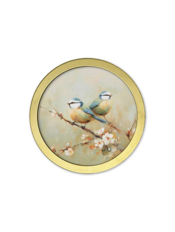 Exceptional Art Garden Birds - 30cm Gold Round Box Frame