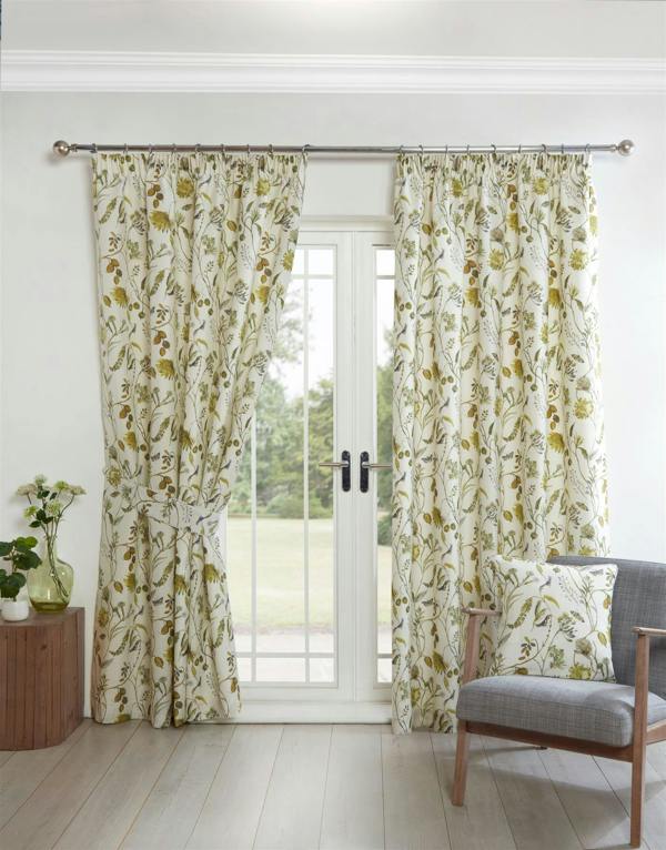 Grove Fennel Pencil Pleat Curtains