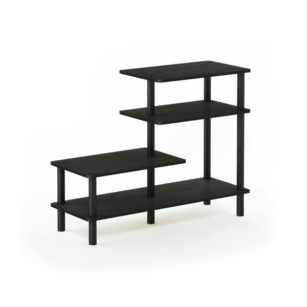 WALPLUS Modern Turn-N-Tube 3-Tier Side Display Rack, Espresso/Black for Bedroom