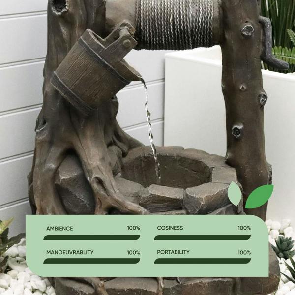 Gardenwize Solar Powered Rustic Brick Well Water Feature with Battery Backup