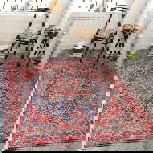 Livabliss Iris-Vintage Blue Red Beige Traditional Boho Rug