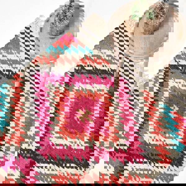 HOMESCAPES Manila Handwoven Diamond Kilim Wool Rug