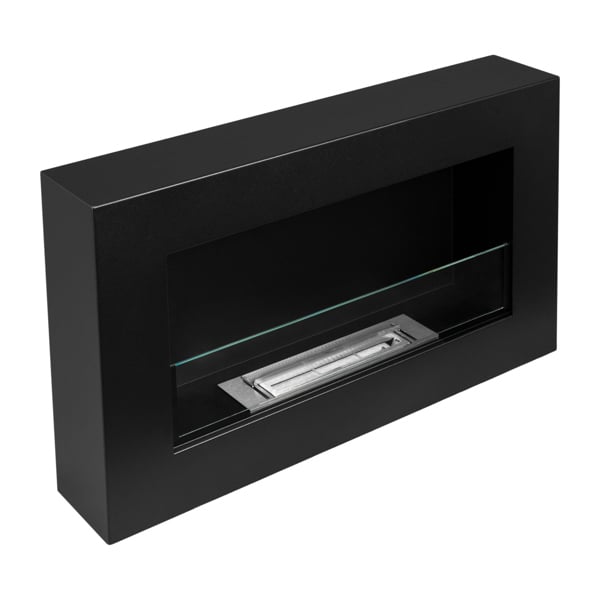 BIOFireplacesGMT Bioethanol Fireplace Wall Mounted 650x400 Black Matt with Glass Ventless