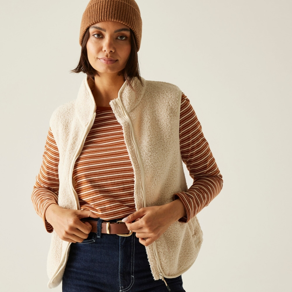 Regatta Womens Federica Stripe Long-Sleeved T-Shirt - Glazed Ginger/Light Vanilla
