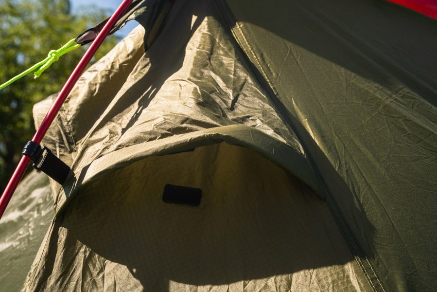 A closeup of the open vent on the Beckford Lightweight 2 Person Tent (Ripstop) from OLPRO.