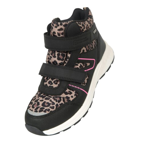 Mountain Warehouse Kids Jupiter Adaptive Leopard Print Walking Boots - Black/Pink