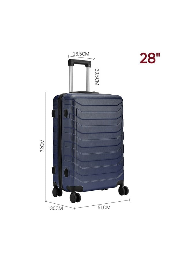 Living and Home Rolling Hardshell Luggage Travel Suitcase, 28" Blue