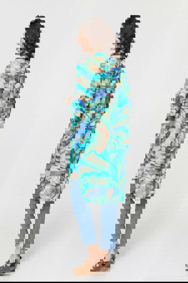 Green | Abstract Longline Relaxed Tunic Shirt
