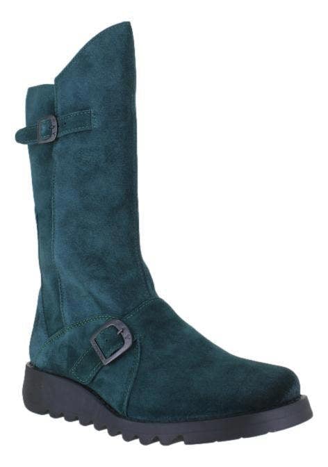 Fly London Mes 2 Womens Wedge Heel Leather Buckle Mid-Calf Boots