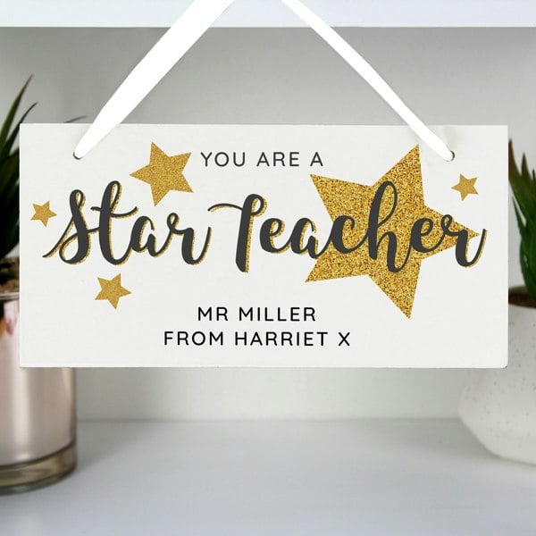 Personalised Memento Company Personalised You Are A Star Teacher Wooden Sign